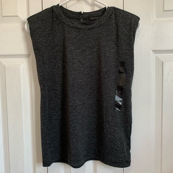 Banana Republic NWT Heathered Gray Structured Sleeveless Top XS - Picture 3 of 9